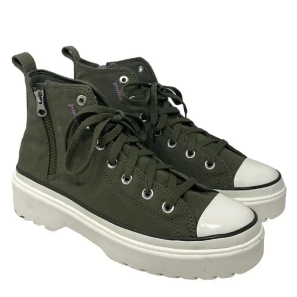 Converse Chuck Taylor Lugged Lift Kids Women's High Sneaker Khaki Canvas A04798C - Picture 2 of 8